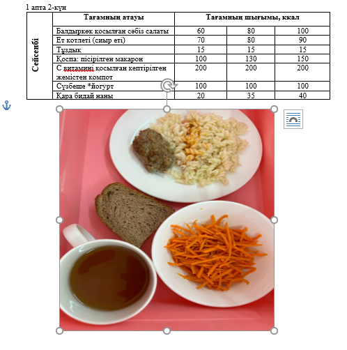 Күнделікті тегін тамақтанатын оқушылардың ас мәзірі (03.09.2024)