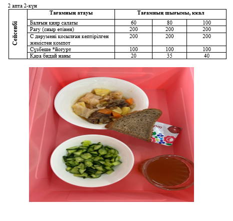 Күнделікті тегін тамақтану мәзірі (10.09.2024)