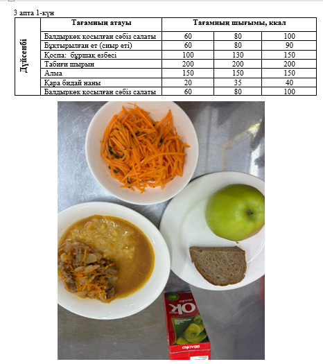 Күнделікті тегін тамақтанатын оқушылардың ас мәзірі (16.09.2024)