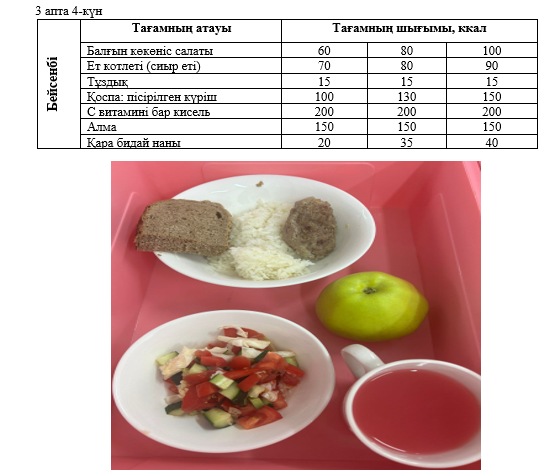 Күнделікті тегін тамақтанатын оқушылардың ас мәзірі (19.09.2024)