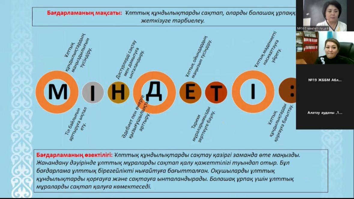 №163 мектеп-лицей педагогтерінің педагогикалық тәжірибесін тарату  мақсатында онлайн семинар өткізілді.