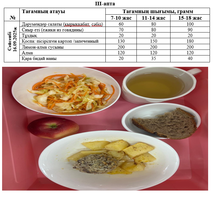 Ас мәзірі 3-апта 2-күн